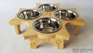Підставка на чотири миски PET's BAR для котів з написом